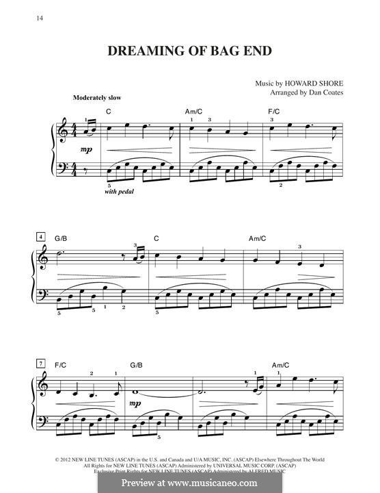 Dreaming Of Bag End (from The Hobbit: An Unexpected Journey): Für Klavier by Howard Shore