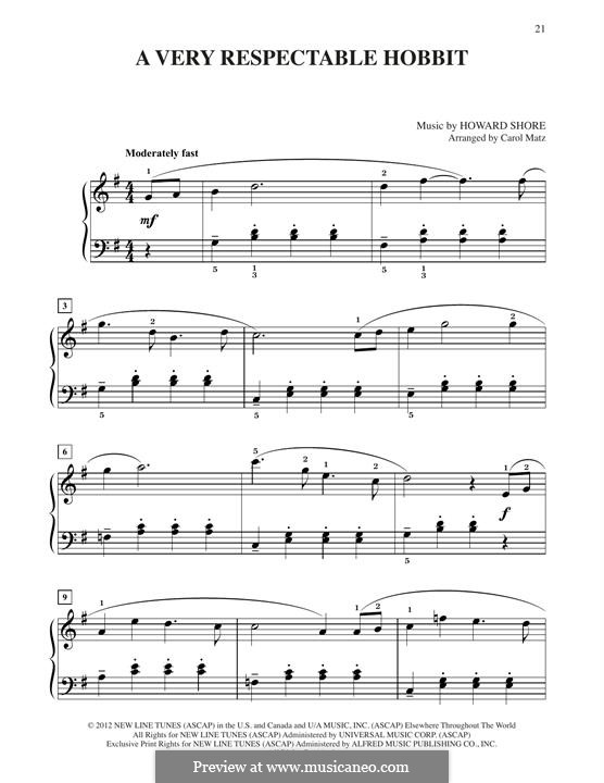 A Very Respectable Hobbit (from The Hobbit: An Unexpected Journey): Für Klavier by Howard Shore