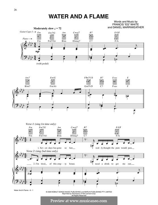 Water and a Flame: Für Stimme und Klavier (oder Gitarre) by Daniel Merriweather, Eg White