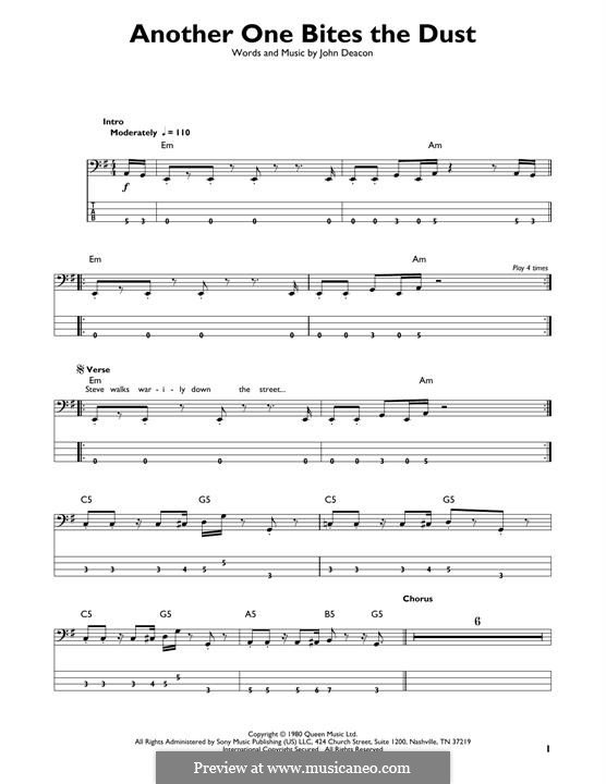 Another One Bites the Dust (Queen): Für Bassgitarre mit Tabulatur by John Deacon