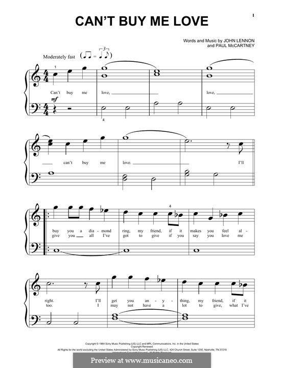 Piano version: Easy notes by John Lennon, Paul McCartney