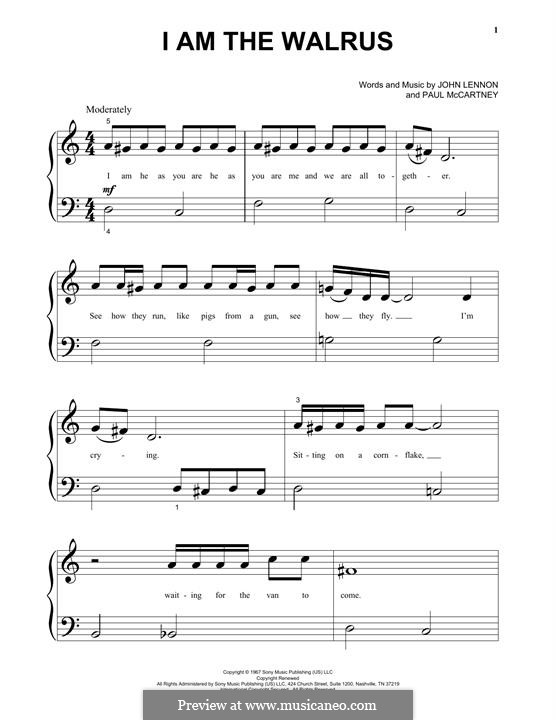 I am the Walrus (The Beatles): Für Klavier, leicht by John Lennon, Paul McCartney