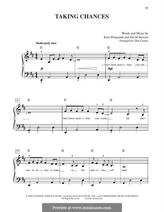Taking Chances: Für Klavier, leicht by David A. Stewart, Kara DioGuardi