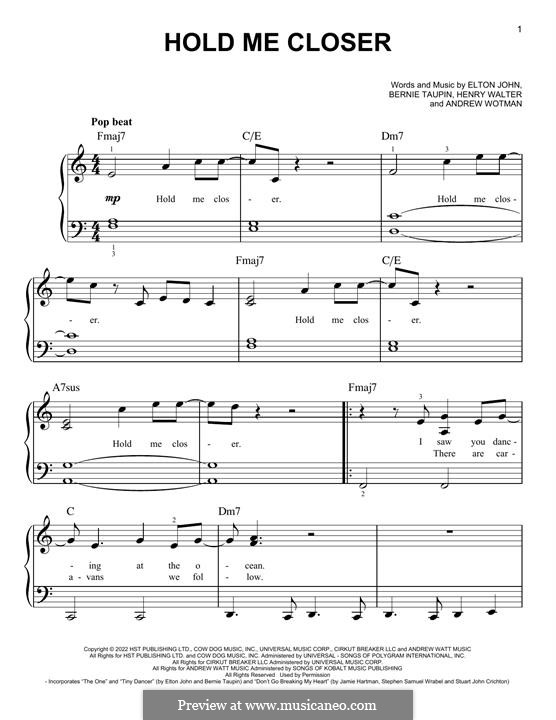 Hold Me Closer (Elton John & Britney Spears): Für Klavier by Bernie Taupin, Elton John, Henry Russell Walter