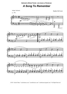 A Song To Remember (Piano solo): A Song To Remember (Piano solo) by Stephen DeCesare