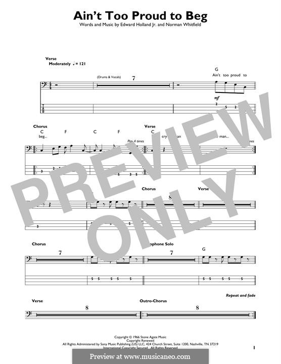 Ain't Too Proud to Beg (The Temptations): Für Bassgitarre mit Tabulatur by Edward Holland Jr., Norman J. Whitfield