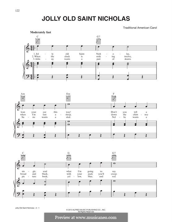 Jolly Old St. Nicholas: Für Stimme und Klavier (oder Gitarre) by folklore