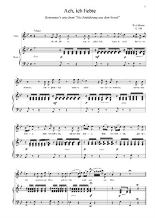 Ach ich liebte, war so Glücklich: Klavierauszug mit Singstimmen by Wolfgang Amadeus Mozart