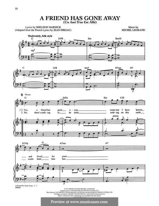 A Friend Has Gone Away: A Friend Has Gone Away by Michel Legrand