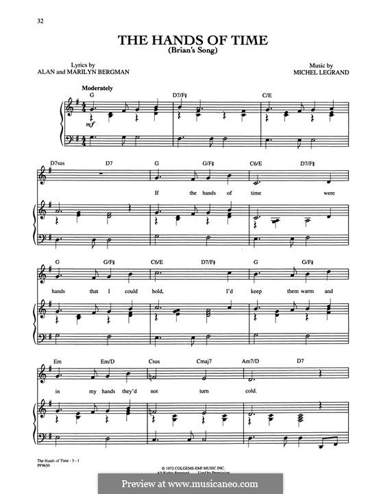 Hands of Time: Für Stimme und Klavier (oder Gitarre) by Michel Legrand