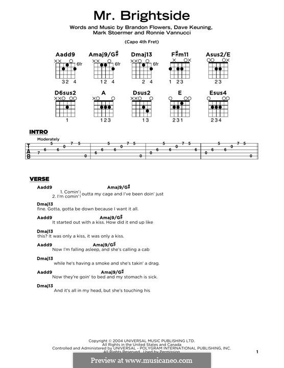 Mr. Brightside (The Killers): Für Gitarre mit Tabulatur by Brandon Flowers, Dave Keuning, Mark Stoermer, Ronnie Vannucci