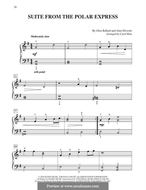 Suite (from The Polar Express): Für Klavier by Alan Silvestri, Glen Ballard