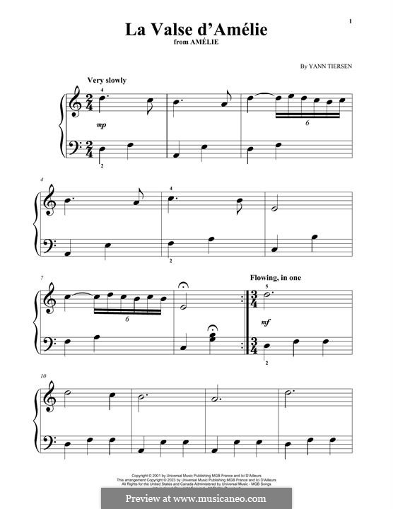 La Valse d'Amelie: Für Klavier by Yann Tiersen