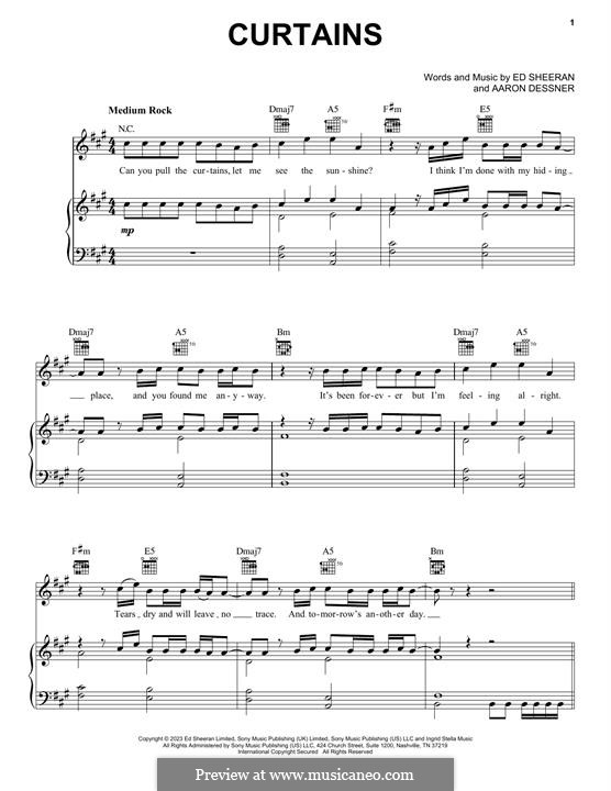 Curtains von E. Sheeran, A. Dessner Noten auf MusicaNeo