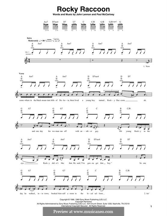 Rocky Raccoon (The Beatles): Für Gitarre by John Lennon, Paul McCartney