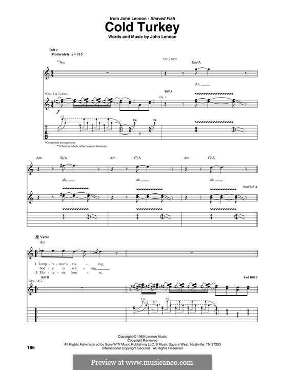 Cold Turkey: Für Gitarre by John Lennon