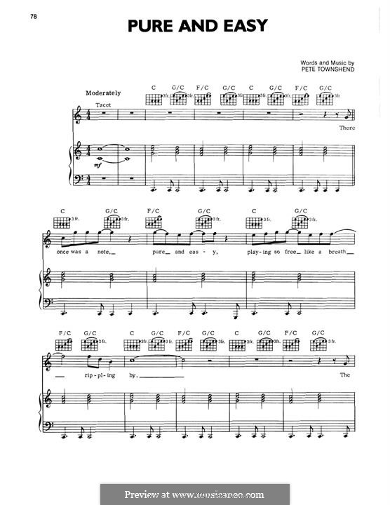 Pure and Easy (The Who): Für Stimme und Klavier (oder Gitarre) by Peter Townshend