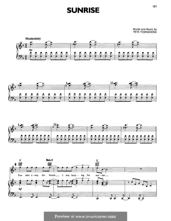 Sunrise (The Who): Für Stimme und Klavier (oder Gitarre) by Peter Townshend
