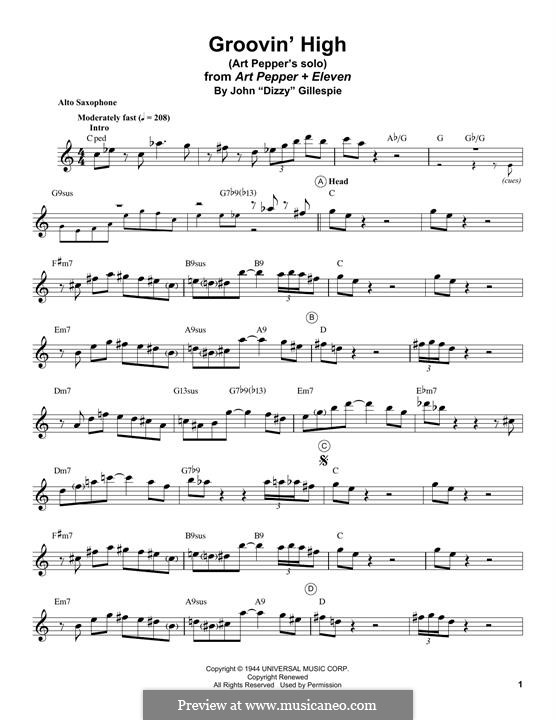 Groovin' High: Für Altsaxophon by Dizzy Gillespie