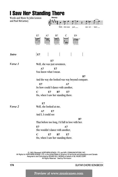 I Saw Her Standing There (The Beatles): Lyrics and guitar chords by John Lennon, Paul McCartney