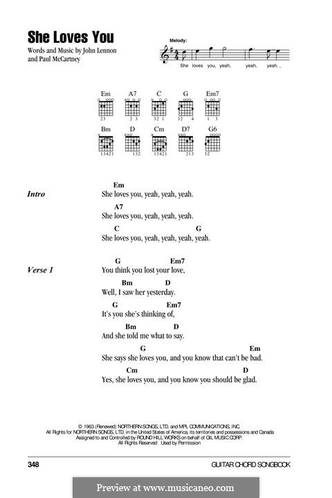 She Loves You (The Beatles): Lyrics and guitar chords by John Lennon, Paul McCartney