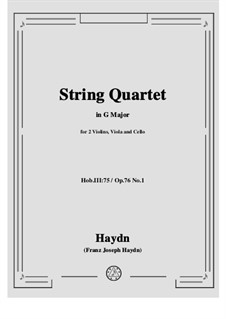 Streichquartett Nr.60 in G-Dur, Hob.III/75 Op.76 No.1: Vollpartitur, Stimmen by Joseph Haydn