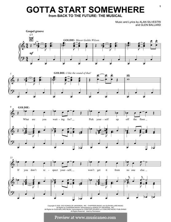 Gotta Start Somewhere (from Back To The Future: The Musical): Gotta Start Somewhere (from Back To The Future: The Musical) by Alan Silvestri, Glen Ballard