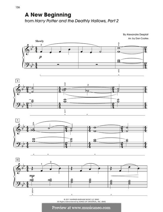 A New Beginning (from Harry Potter): Für Klavier by Alexandre Desplat
