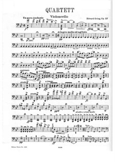 Streichquartett in g-Moll, Op.27: Cellostimme by Edvard Grieg
