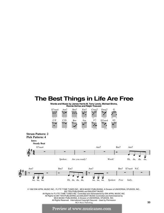 The Best Things in Life Are Free (Luther Vandross & Janet Jackson): Für Gitarre by James Samuel Harris III, Michael Bivins, Ralph Tresvant, Ronnie DeVoe, Terry Lewis