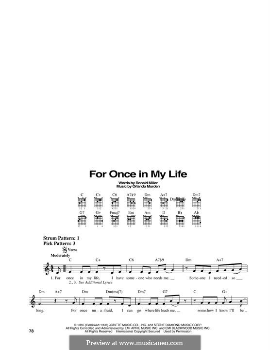 For Once in My Life: Für Gitarre by Orlando Murden, Ronald Miller