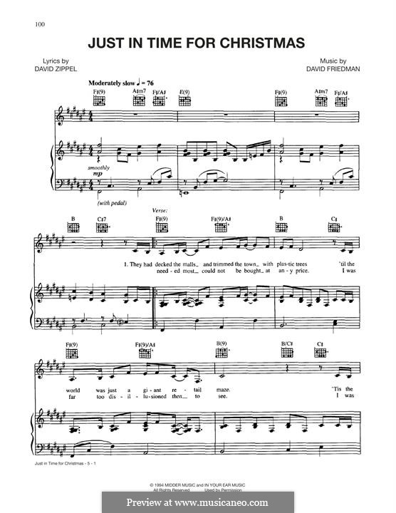 Just in Time for Christmas (Nancy Lamott): Für Stimme und Klavier (oder Gitarre) by David Friedman
