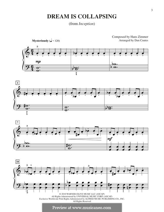 Dream Is Collapsing (from Inception) von H. Zimmer - Noten auf MusicaNeo