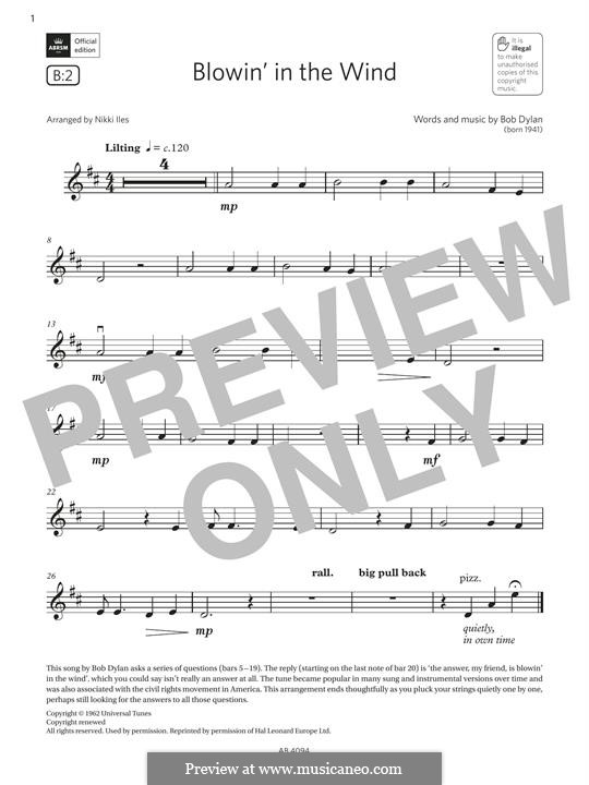 Blowin' in the Wind: Für Violine by Bob Dylan
