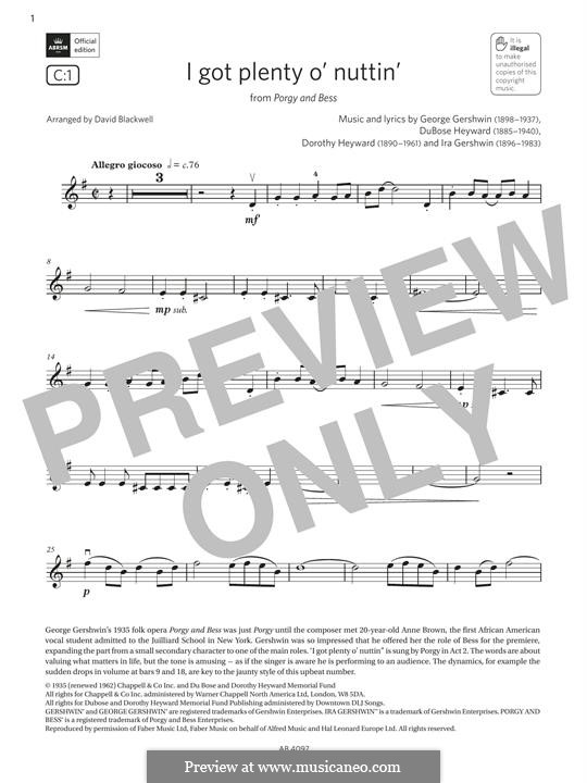 I Got Plenty O' Nuttin': Für Violine by George Gershwin