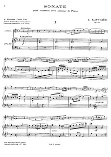 Sonate für Oboe und Klavier in D-Dur, Op.166: Partitur by Camille Saint-Saëns