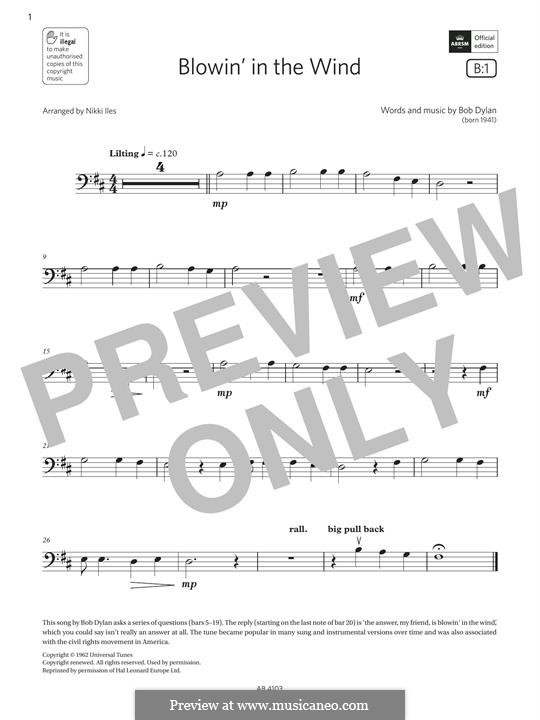 Blowin' in the Wind: Für Cello by Bob Dylan