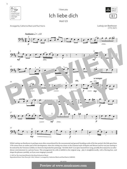 Ich liebe dich, WoO 123: Für Cello by Ludwig van Beethoven