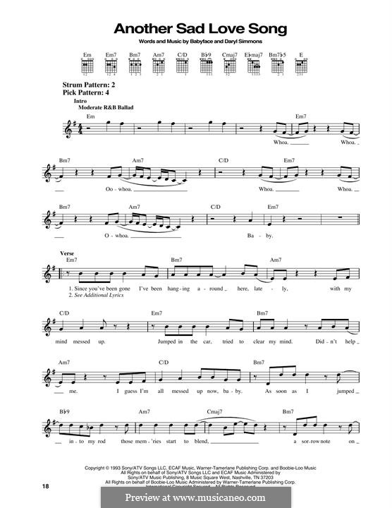 Another Sad Love Song (Toni Braxton): Für Gitarre by Kenneth 'Babyface' Edmonds