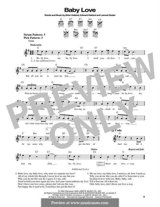 Baby Love (The Supremes): Für Gitarre by Brian Holland, Edward Holland Jr., Lamont Dozier