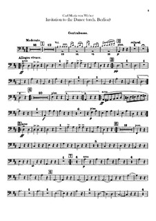 Aufforderung zum Tanze, J.260 Op.65: Für Orchester – Kontrabassstimme by Carl Maria von Weber