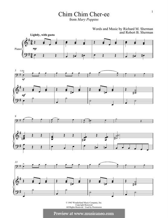 Chim Chim Cher-ee (from Mary Poppins): Für Cello und Klavier by Richard M. Sherman, Robert B. Sherman