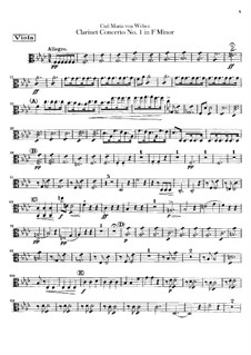 Konzert für Klarinette und Orchester Nr.1, J.114 Op.73: Violastimme by Carl Maria von Weber