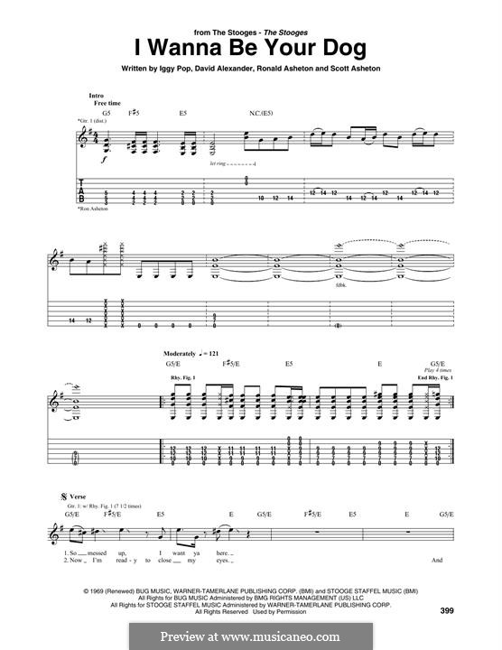 I Wanna Be Your Dog (The Stooges): Für Gitarre by David Alexander, Iggy Pop, Ronald Asheton, Scott Asheton
