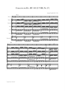 Concerto for Fagotto and Strings in E Flat Major, RV 483: Score, parts by Antonio Vivaldi