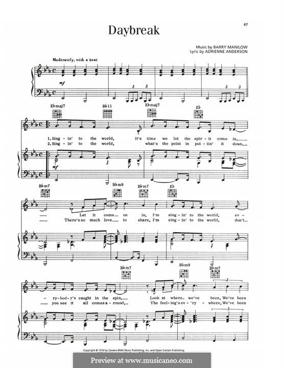 Daybreak: Für Stimme und Klavier (oder Gitarre) by Barry Manilow