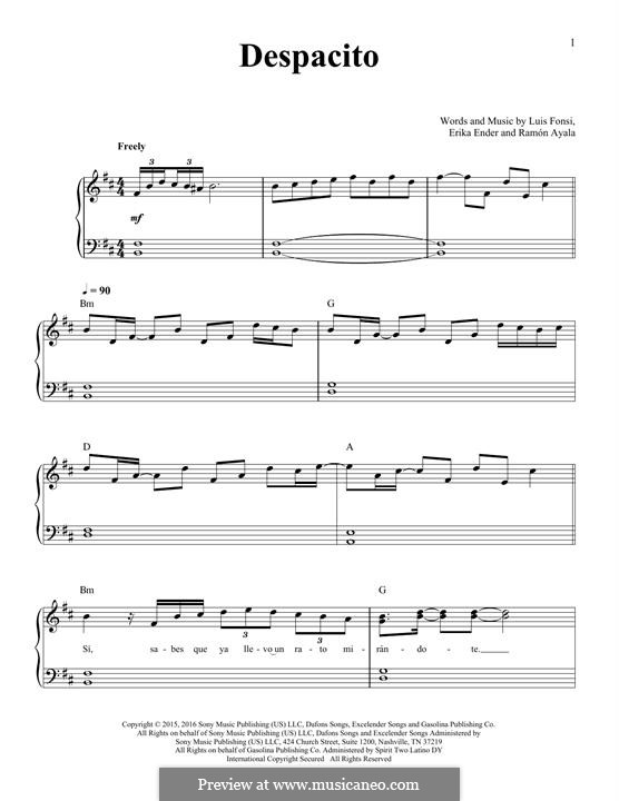 Piano version: Für einen Interpreten by Luis Fonsi, Erika Ender, Ramon Ayala