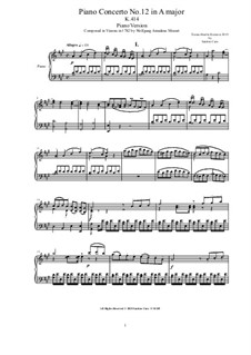 Konzert für Klavier und Orchester Nr.12 in A-Dur, K.414: Bearbeitung für Klavier by Wolfgang Amadeus Mozart