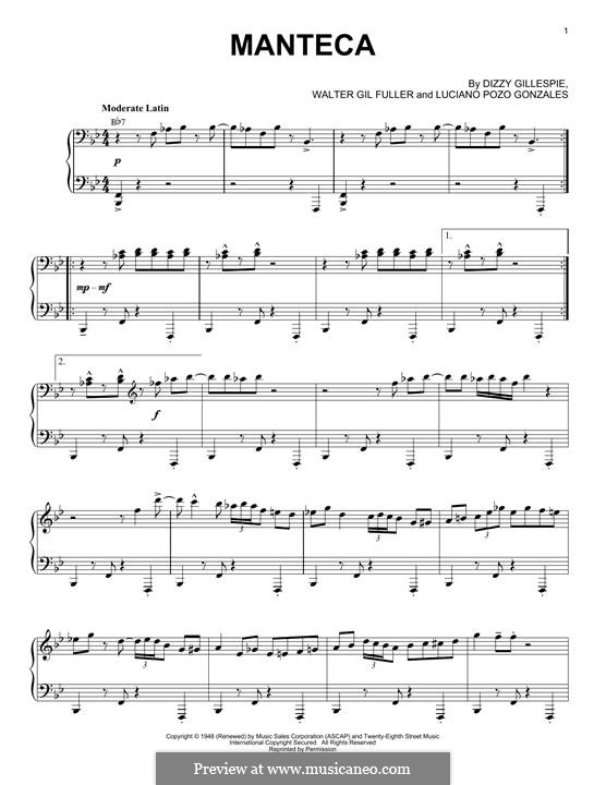 Manteca: Für Klavier by Dizzy Gillespie, Luciano Pozo Gonzales, Walter Gil Fuller