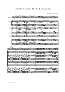Concerto for Fagotto and Strings in A Minor, RV 499: Score, parts by Antonio Vivaldi